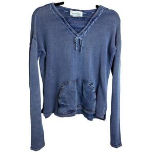 Vintage Cocoon Bay Jean Sweater Women's Medium Blue Denim Pockets Boho Western